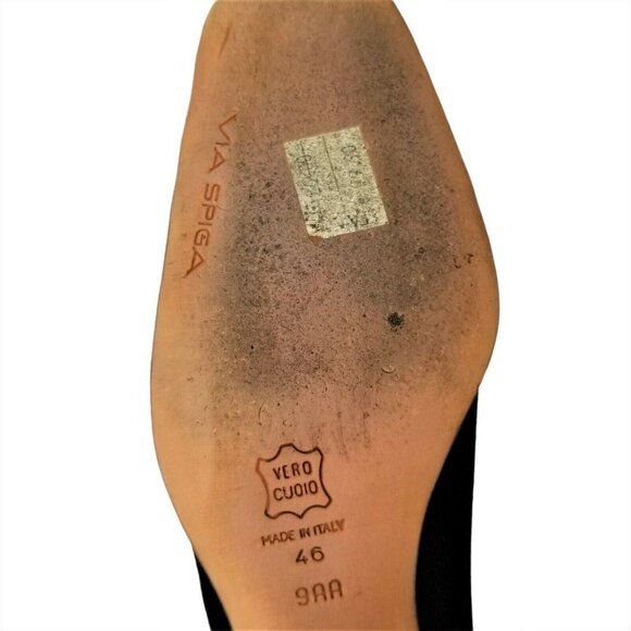 Via Spiga Women's Black Italian Square Toe Slip On Pump Block Heels Size 9 AA - Picture 11 of 11
